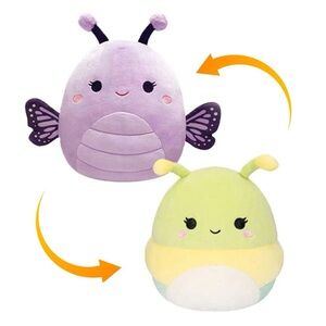 Squishmallows Flip-A-Mallow Rutabaga Caterpillar and Bibiana Monarch Butterfly.
